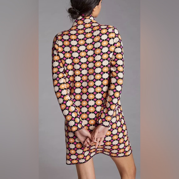 Maeve by Anthropologie Daisy-Grid sweater Mini  dress  in Pink, Yellow and Black - Picture 6 of 10